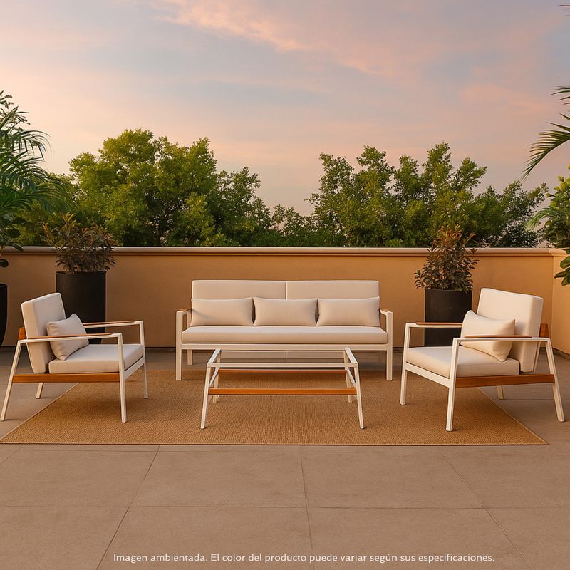 BASEMENT HOME - Juego de living de terraza Glasgow 5 puestos -  0% Interés a 3, 6 o 12 Cuotas Pagando con tu CMR Banco Falabella