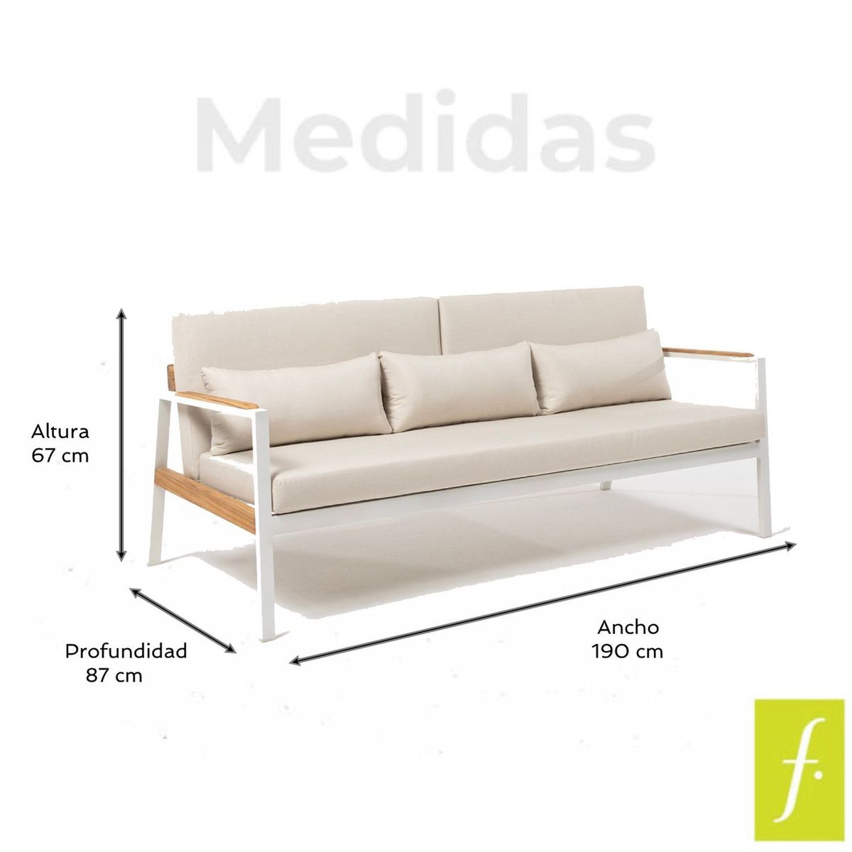 BASEMENT HOME - Sala para exterior de acero 5 puestos Glasgow (Set con sofá, 2 sillas y mesa de centro) Basement Home