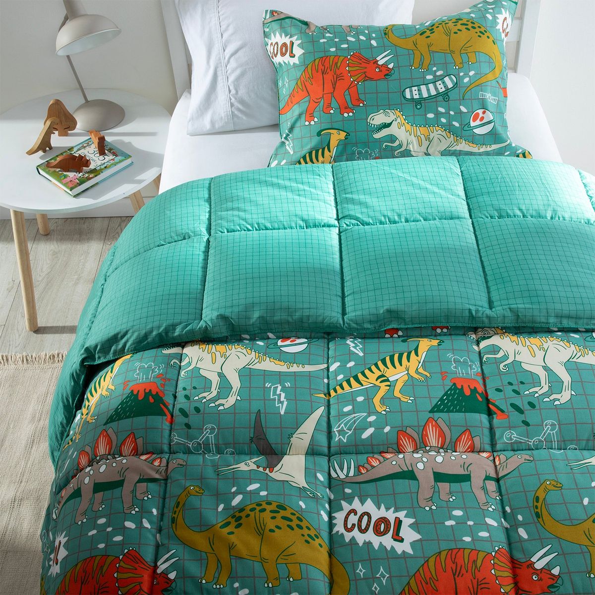 MICA KIDS - Edredón Infantil Mica Kids con exterior y relleno de Poliéster 300 GSM Dinox. Edredón Estampado para cama Sencillo y doble.