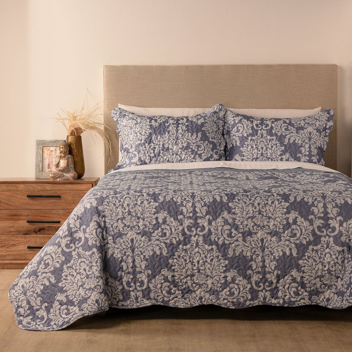 ROBERTA ALLEN - Cubrelecho Roberta Allen con exterior y relleno Poliéster 180 Gsm. Cubrelecho Estampado Manola para Cama Doble, queen y King.