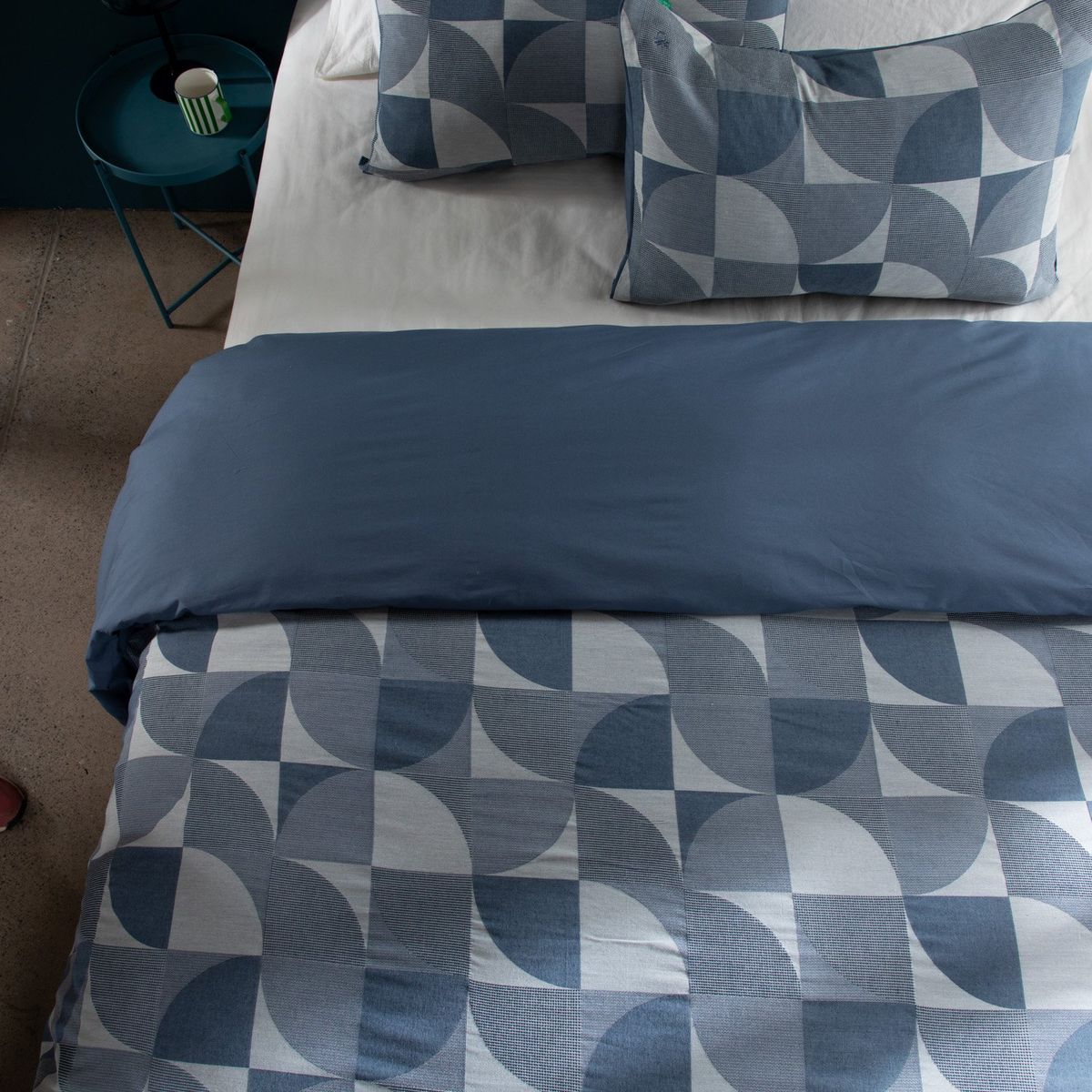 BENETTON - Funda de Duvet Estampada de Algodón con cierre de botones Benetton. Forro de Plumón Geo para cama doble, queen y king