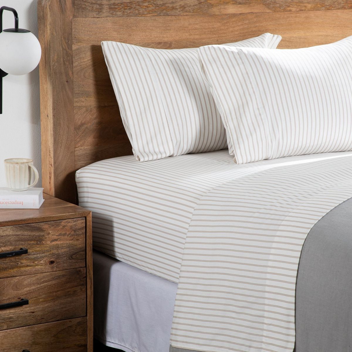 BASEMENT HOME - Sábanas de Algodón 300 Hilos muy suave Basement Home Nantes. Juegos de Sábanas Estampadas para cama Doble, Queen y King