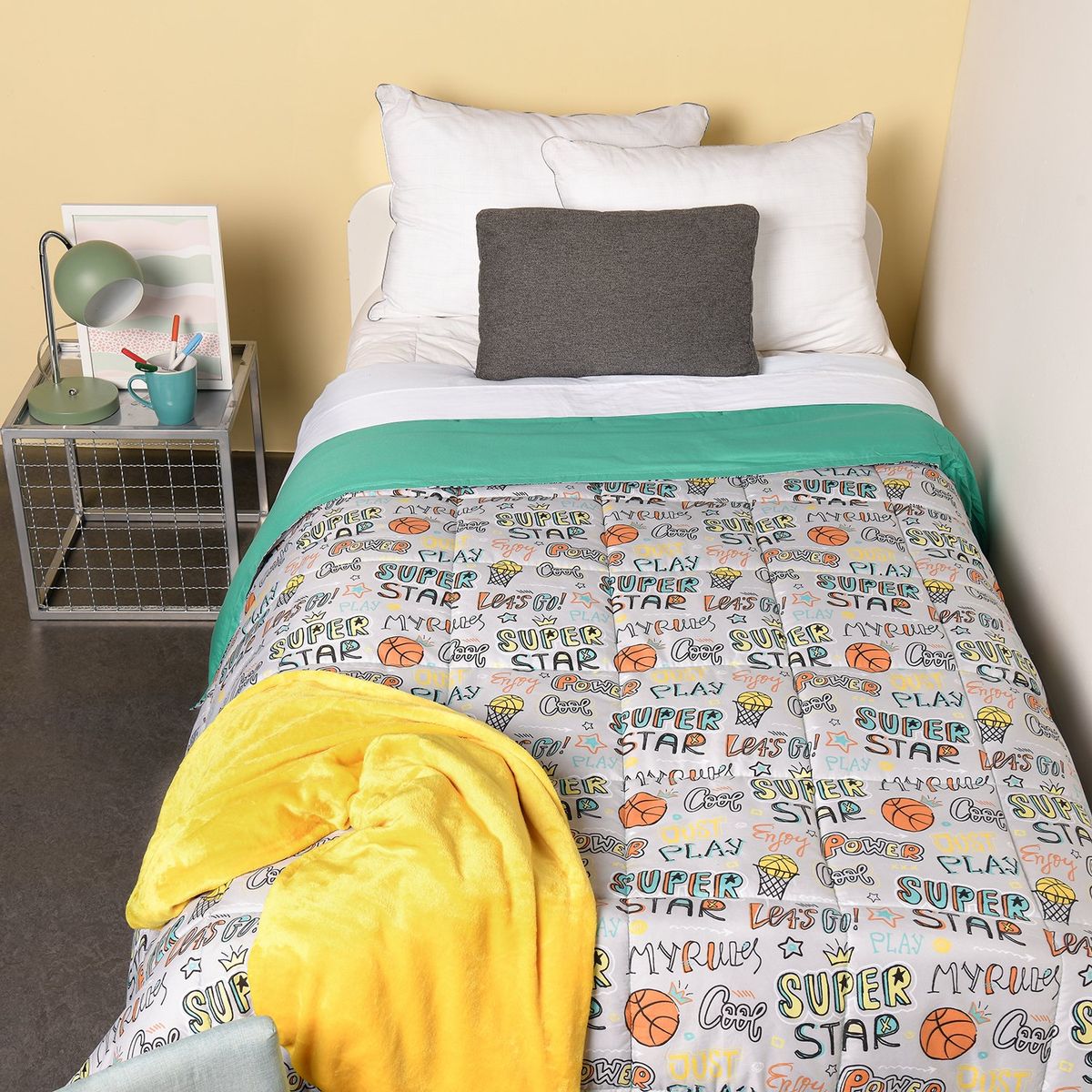MICA KIDS - Edredón Infantil Mica Kids con exterior y relleno de Poliéster 180 GSM Ball. Edredón Estampado para cama Sencillo y doble.