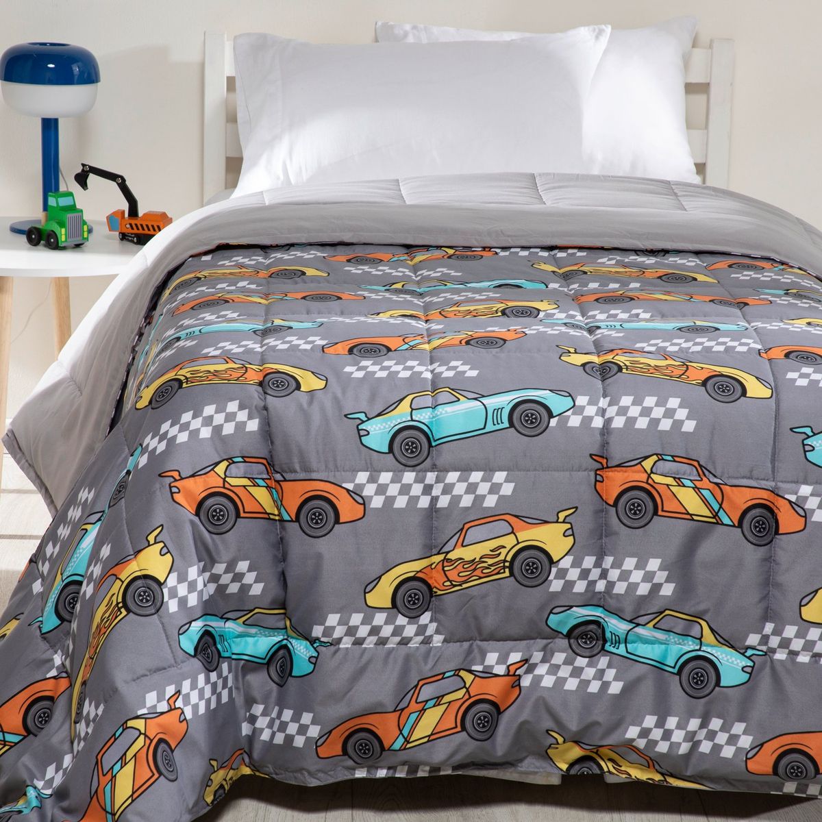 MICA KIDS - Edredón Infantil Mica Kids con exterior y relleno de Poliéster 180 GSM Race. Edredón Estampado para cama Sencillo y doble.