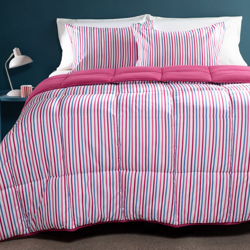 BENETTON - Edredón Benetton con exterior y relleno de 300 GSM de Poliéster Strisum. Edredón Estampado para cama doble, queen, king.