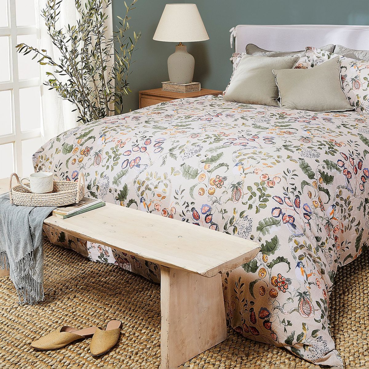  - Funda de Duvet Estampada de Algodón con cierre de botones Roberta Allen. Forro de Plumón Piedad para cama doble, queen y king