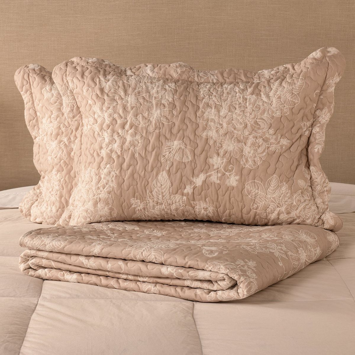 ROBERTA ALLEN - Cubrelecho Roberta Allen con exterior y relleno Poliéster 180 Gsm. Cubrelecho Estampado Toile para Cama Doble, queen y King.