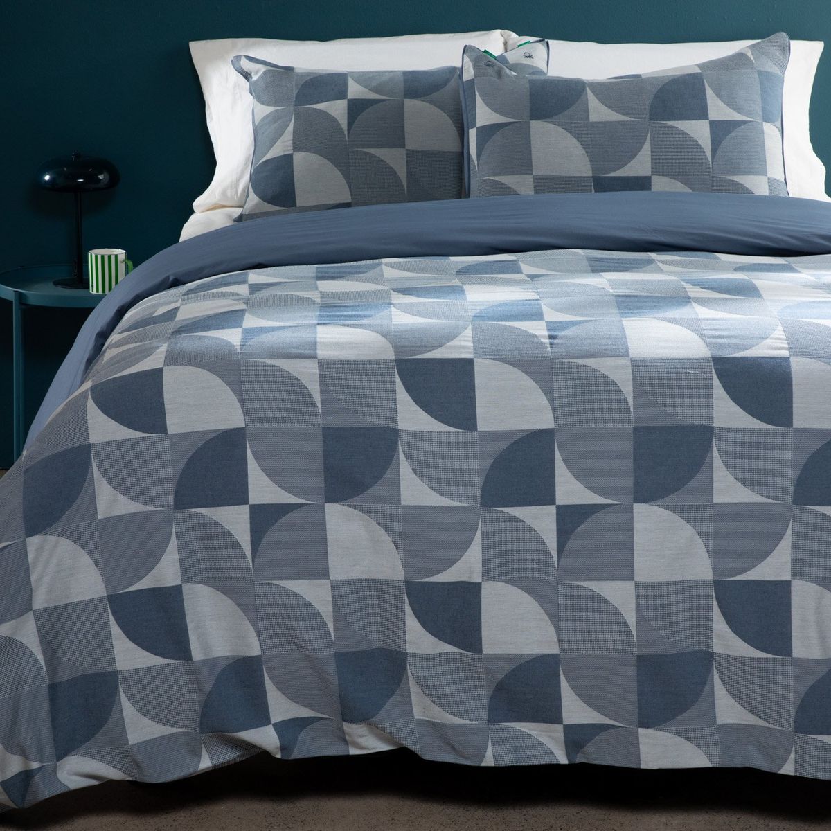 BENETTON - Funda de Duvet Estampada de Algodón con cierre de botones Benetton. Forro de Plumón Geo para cama doble, queen y king