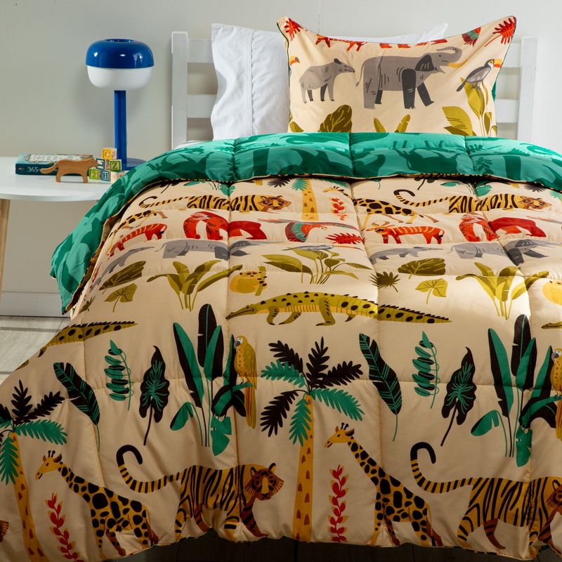 MICA KIDS - Edredón Infantil Mica Kids con exterior y relleno de Poliéster 300 GSM Animalia. Edredón Estampado para cama Sencillo y doble.