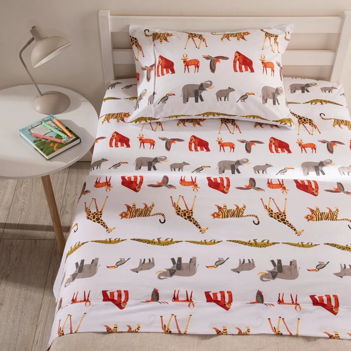 MICA KIDS - Sábanas de Polialgodón 180 Hilos Suave Mica Kids Animalia. Juegos de Sábanas Estampadas para cama Sencillo y Doble