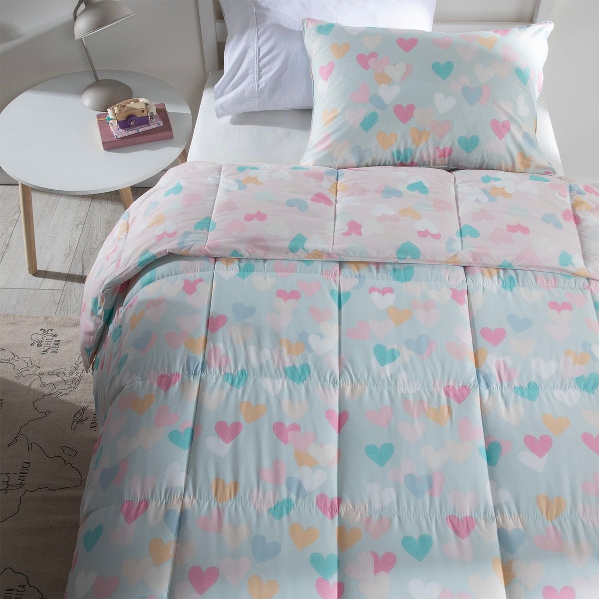 MICA KIDS - Edredón Infantil Mica Kids con exterior y relleno de Poliéster 300 GSM Love. Edredón Estampado para cama Sencillo y doble.