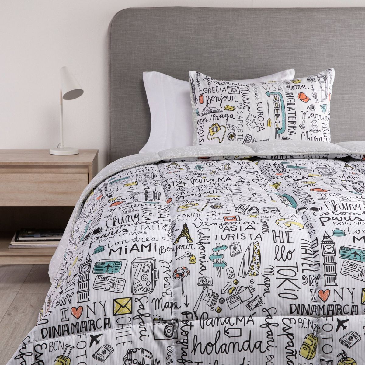 MICA - Edredón Mica con exterior y relleno de 500 GSM de Poliéster Miami. Edredón Estampado para cama Sencillo, doble, queen, king.