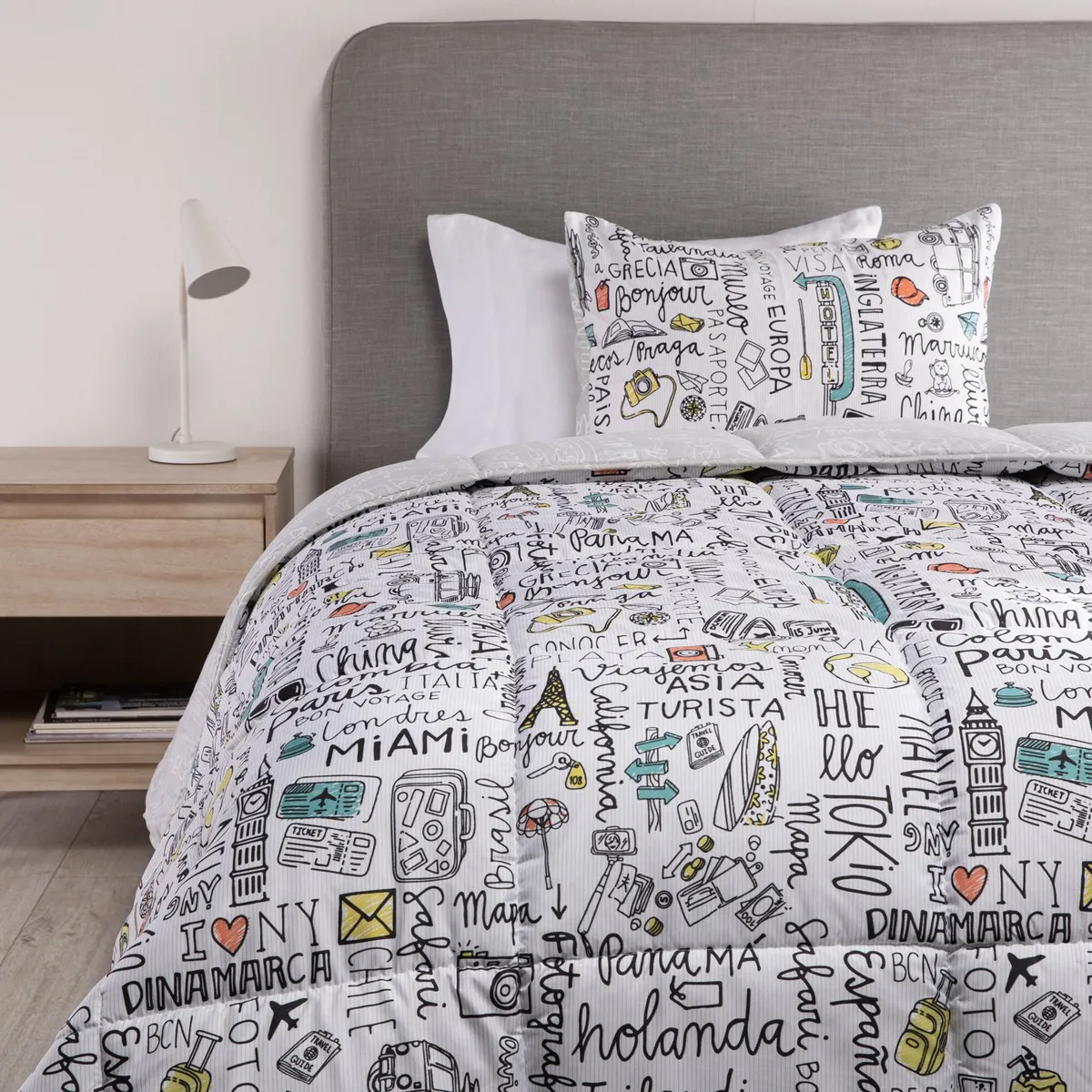 MICA - Edredón Mica con exterior y relleno de 500 GSM de Poliéster Miami. Edredón Estampado para cama Sencillo, doble, queen, king.