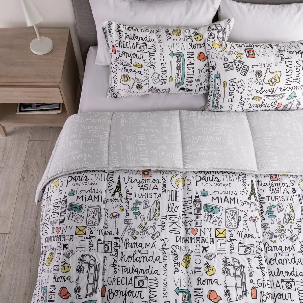 MICA - Edredón Mica con exterior y relleno de 500 GSM de Poliéster Miami. Edredón Estampado para cama Sencillo, doble, queen, king.