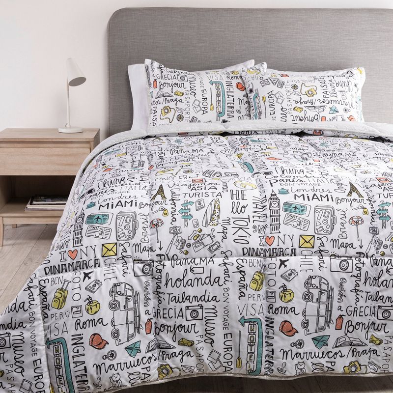 MICA - Edredón Mica con exterior y relleno de 500 GSM de Poliéster Miami. Edredón Estampado para cama Sencillo, doble, queen, king.