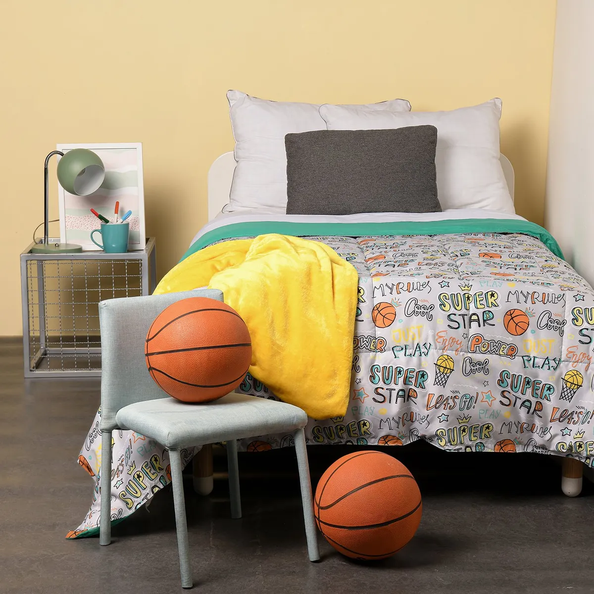 MICA KIDS - Edredón Infantil Mica Kids con exterior y relleno de Poliéster 180 GSM Ball. Edredón Estampado para cama Sencillo y doble.