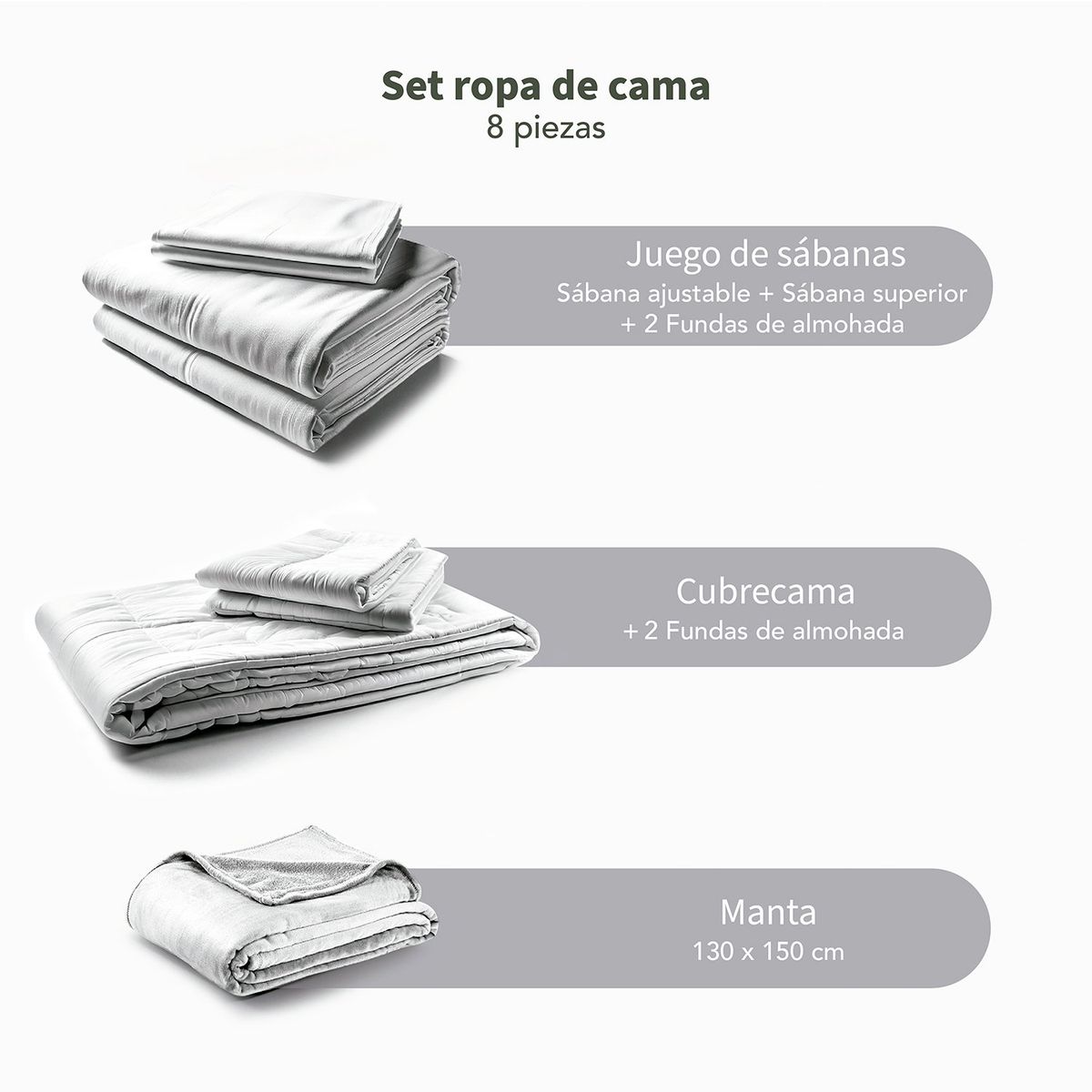 MICA - Cubrelecho en Poliéster + Sábanas en Polialgodón Mica + Manta de 130x150. Juego de Cama estampado Stamp