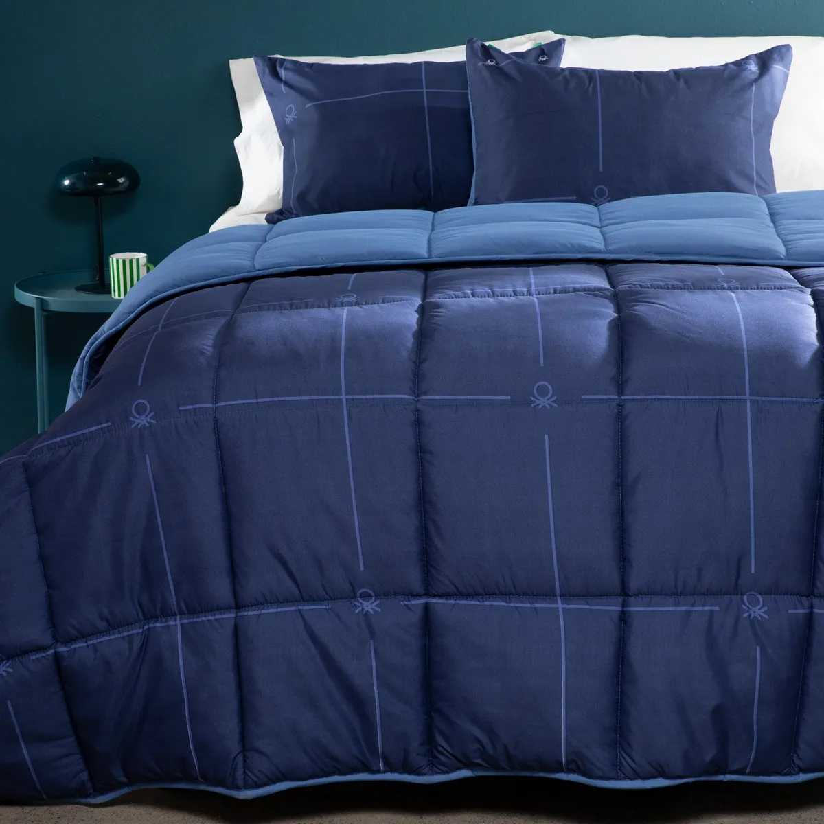 BENETTON - Edredón Benetton con exterior y relleno de 300 GSM de Poliéster Ben. Edredón Estampado para cama doble, queen, king.