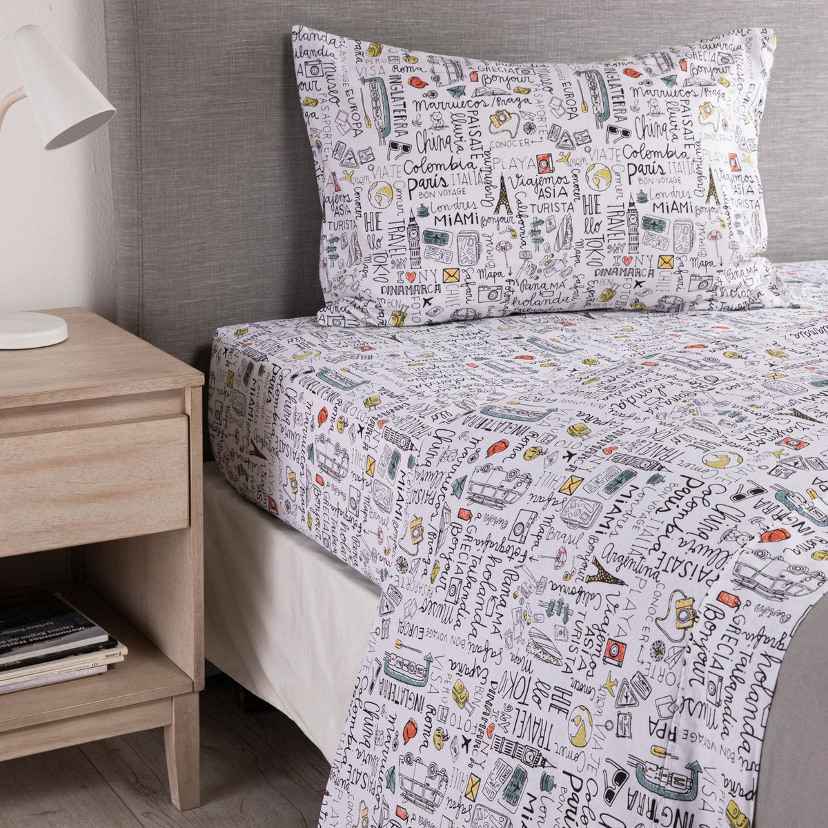 MICA - Sábanas de Algodón 180 Hilos Suave Mica . Juegos de Sábanas Estampadas para cama Sencillo, Doble, Queen y King