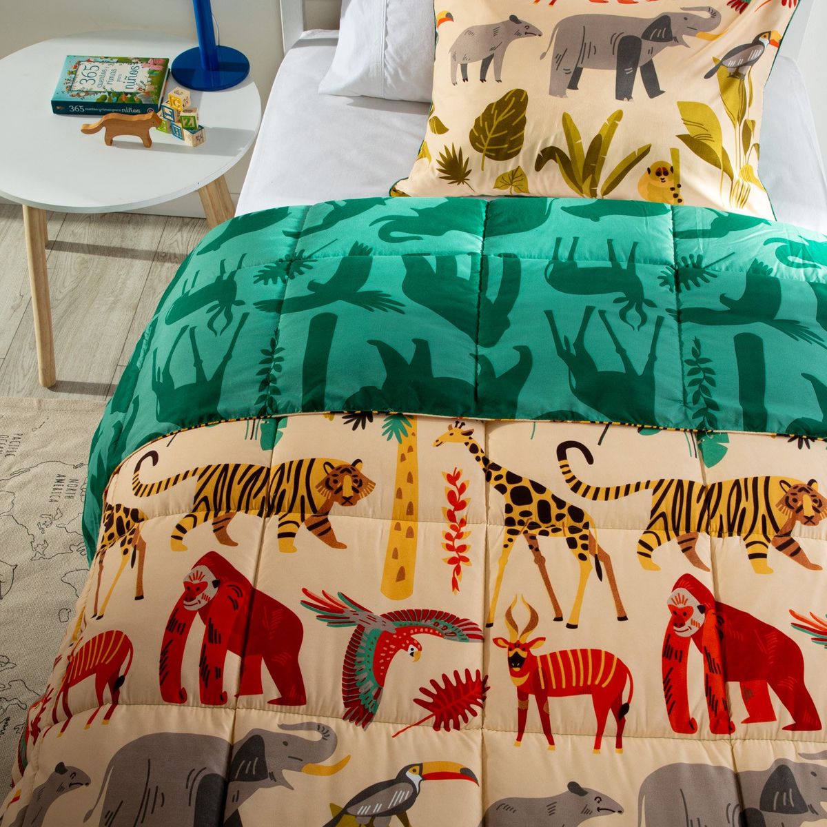 MICA KIDS - Edredón Infantil Mica Kids con exterior y relleno de Poliéster 300 GSM Animalia. Edredón Estampado para cama Sencillo y doble.