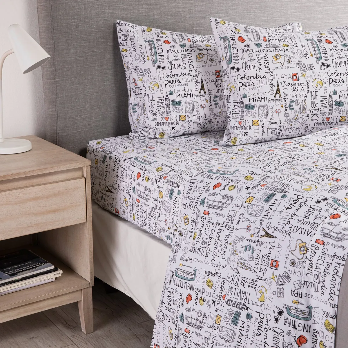 MICA - Sábanas de Algodón 180 Hilos Suave Mica . Juegos de Sábanas Estampadas para cama Sencillo, Doble, Queen y King