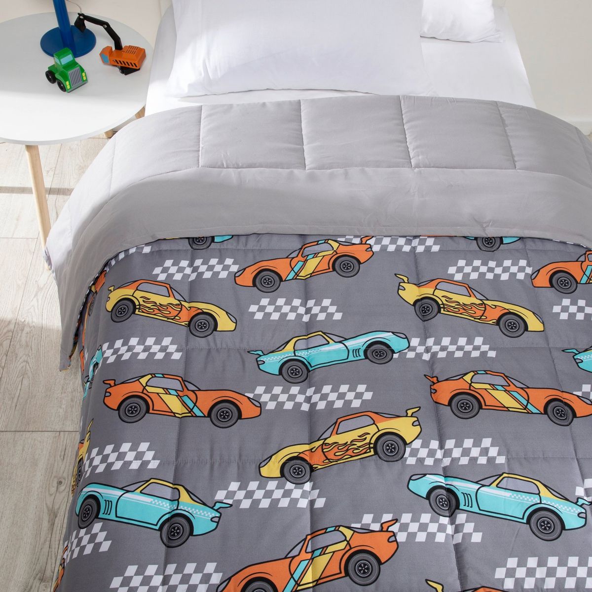 MICA KIDS - Edredón Infantil Mica Kids con exterior y relleno de Poliéster 180 GSM Race. Edredón Estampado para cama Sencillo y doble.