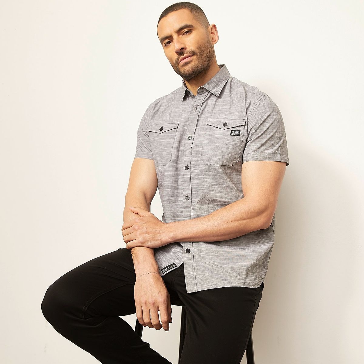 MOSSIMO - Camisa Hombre Manga corta de Algodón Mossimo