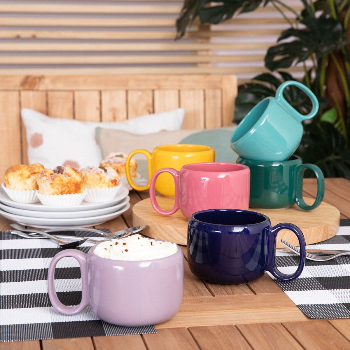 ROBERTA ALLEN - Taza Porcelana de hueso Tazon Colores Verde