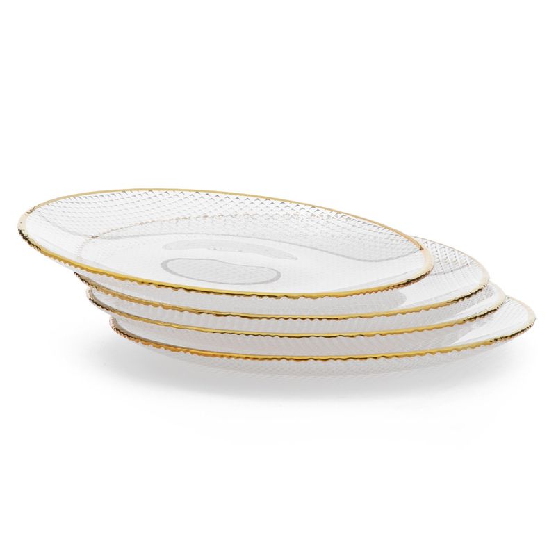 ROBERTA ALLEN - Platos de postre Vidrio Plato Postre 21Cm Panal Dorado Set 4