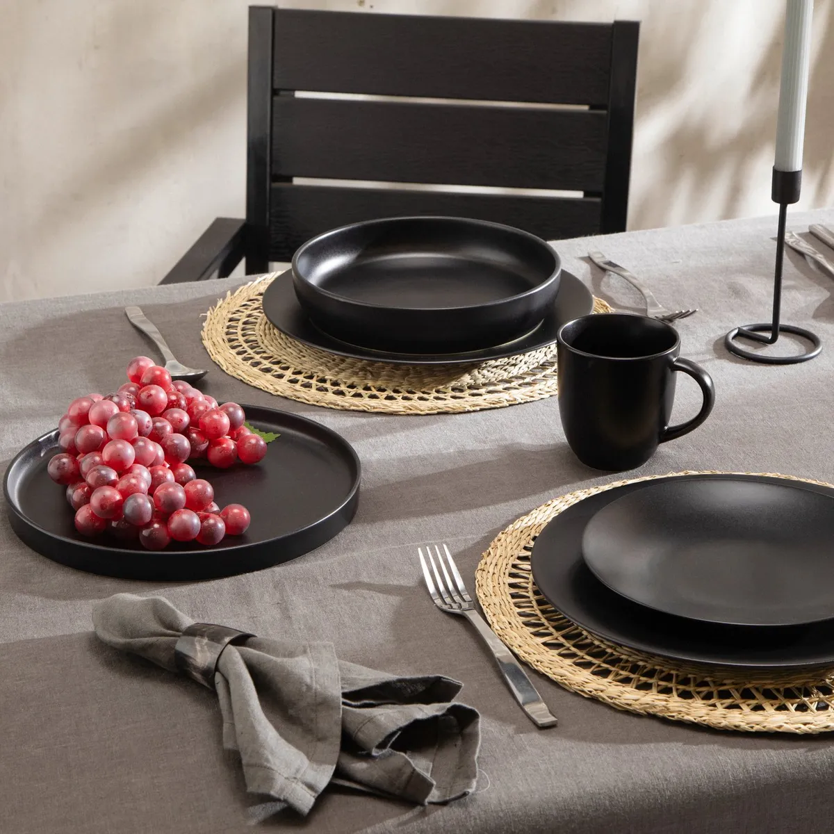 BASEMENT HOME - Platos hondos Gres 20Cm Gres Negro