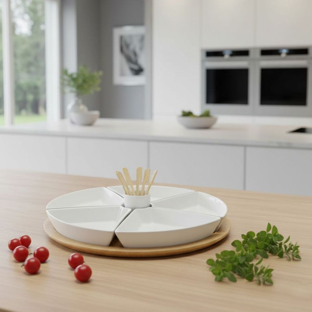 BASEMENT HOME - Chip Dip + 6 Pinchos + Tabla Bambu 13Pzs