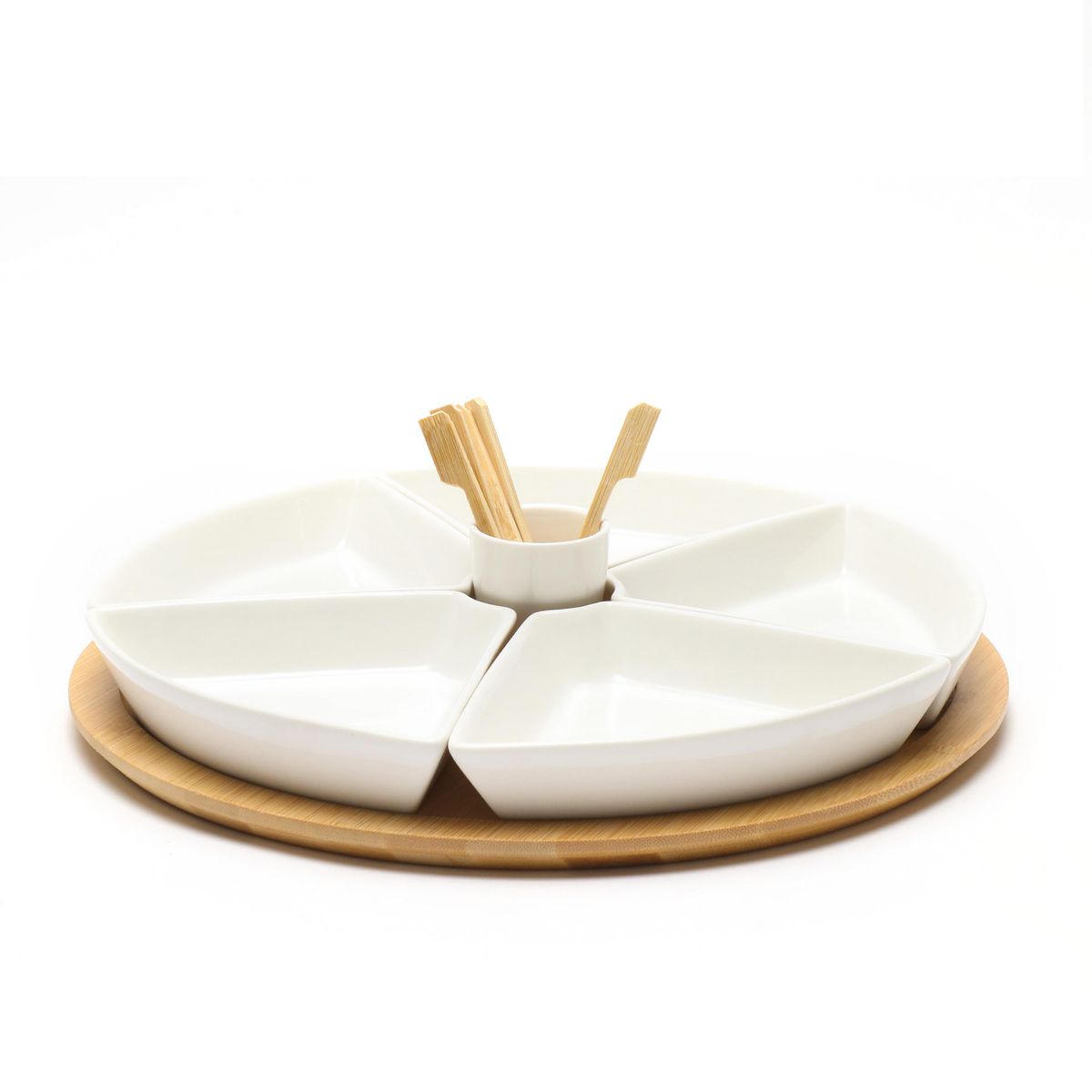 BASEMENT HOME - Chip Dip + 6 Pinchos + Tabla Bambu 13Pzs