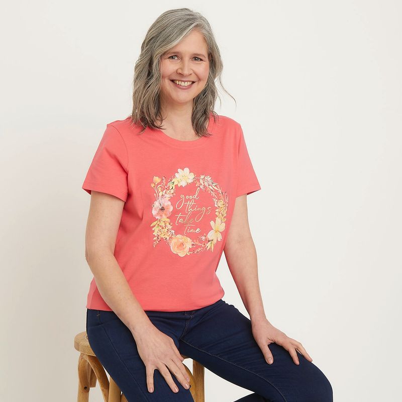 NEWPORT - Camiseta Mujer con Estampado Manga corta Algodón Newport