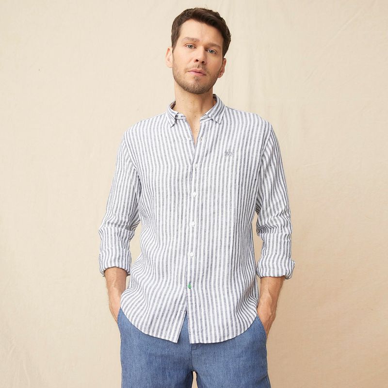 LA MARTINA - Camisa Hombre de Rayas Manga larga de Lino La Martina