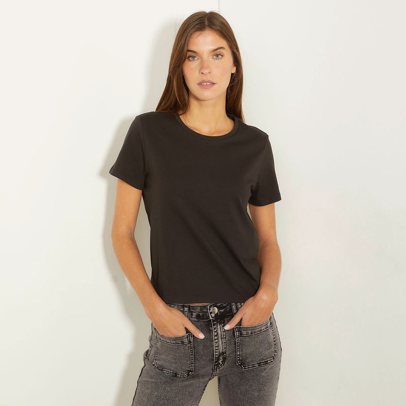 BASEMENT - Camiseta Mujer Manga corta de Algodón Basement