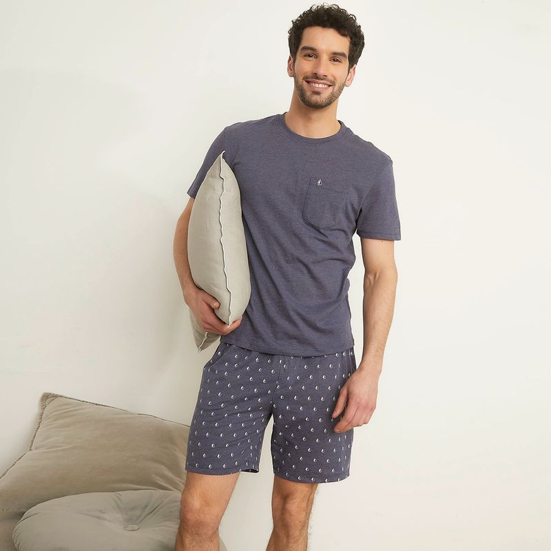 NEWPORT - Pijama Hombre Manga corta con Estampado de Algodón Newport