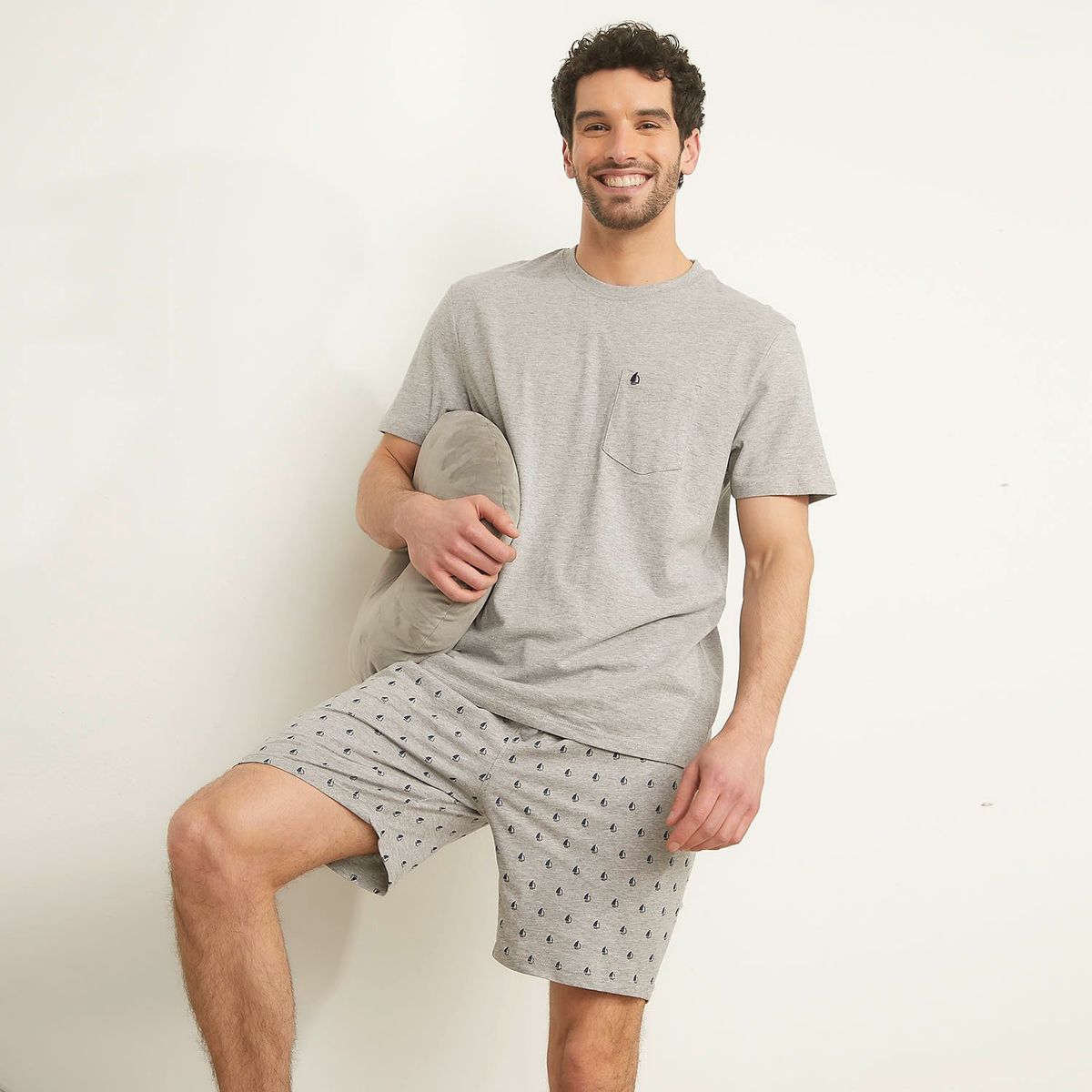 NEWPORT - Pijama Hombre Manga corta con Estampado de Algodón Newport