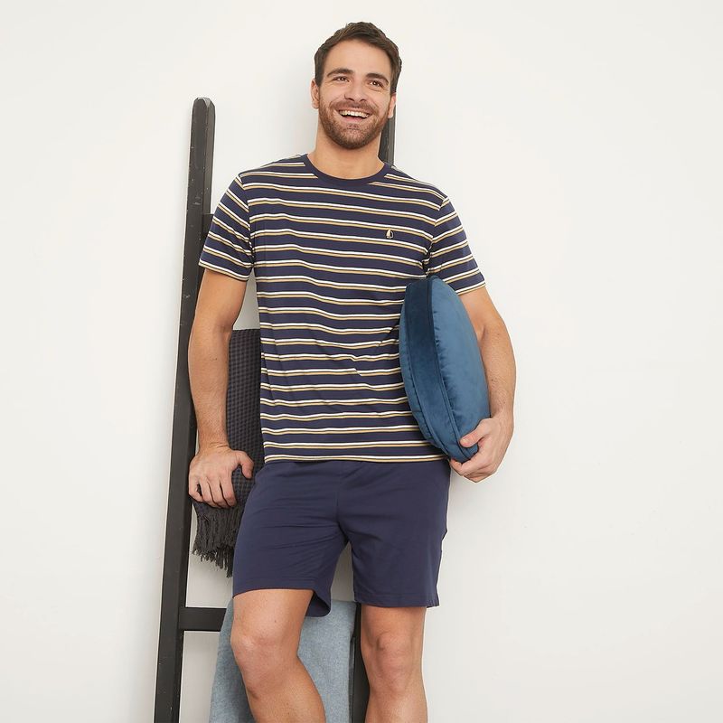 NEWPORT - Pijama Hombre Manga corta Rayas de Algodón Newport