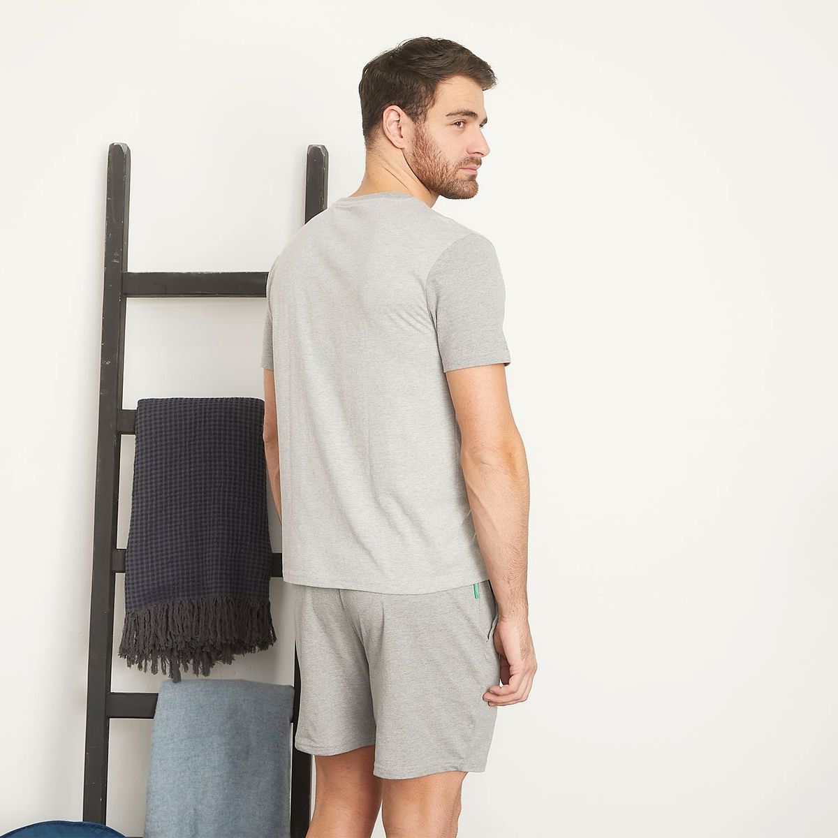 BENETTON - Pijama Hombre Manga corta con Logo de Algodón Benetton