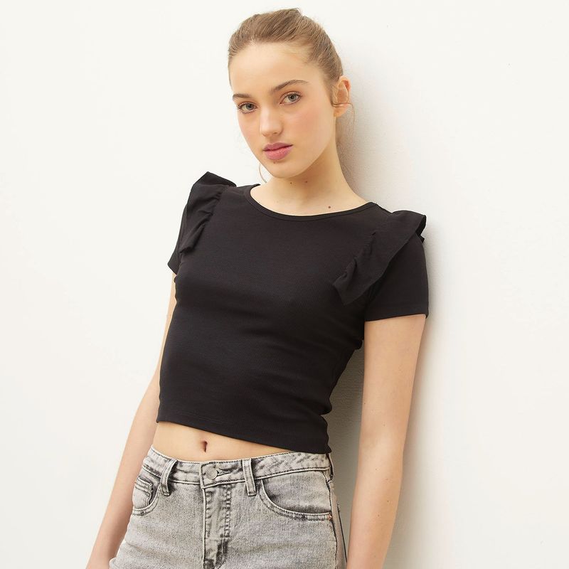 SYBILLA - Blusa Mujer Liso Manga corta de Algodón Sybilla
