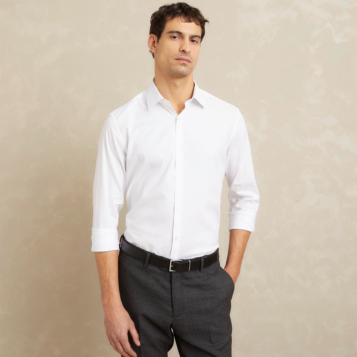 WOLF & HANK - Camisa formal Hombre Manga larga Slim de Algodón Wolf & Hank