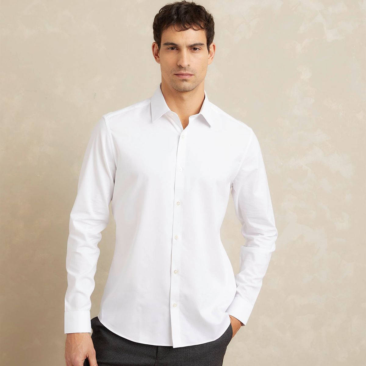 WOLF & HANK - Camisa formal Hombre Manga larga Slim de Algodón Wolf & Hank