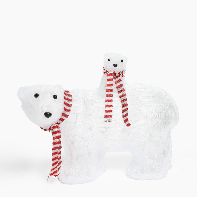 MICA - Adorno navideño oso blanco con luz  28 X 30 X 45cm Mica