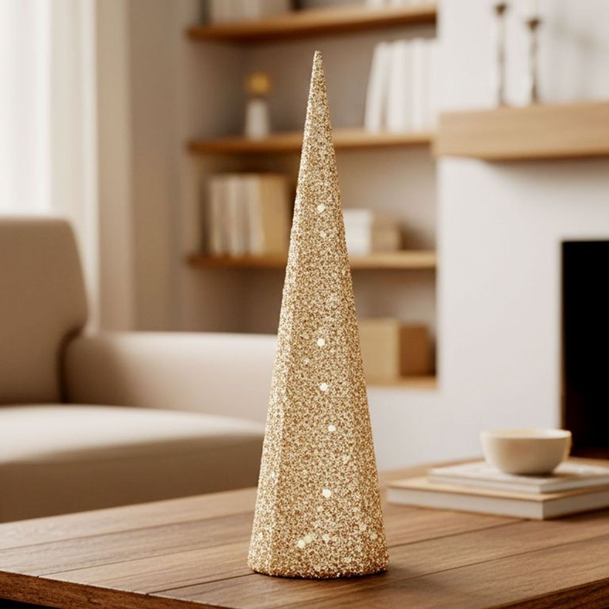 MICA - Adorno Árbol de Navidad: Pino Plateado 50 cm (No incluye baterias)