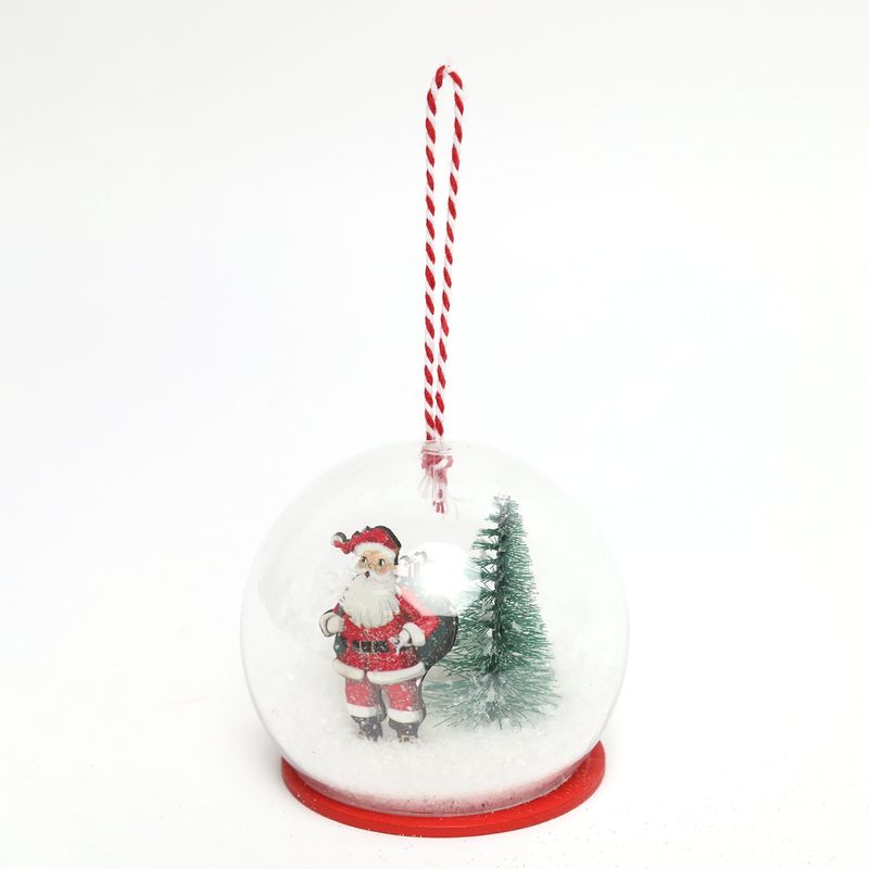 MICA - Bola de navidad transparente con árbol de navidad y santa 8 cm Mica