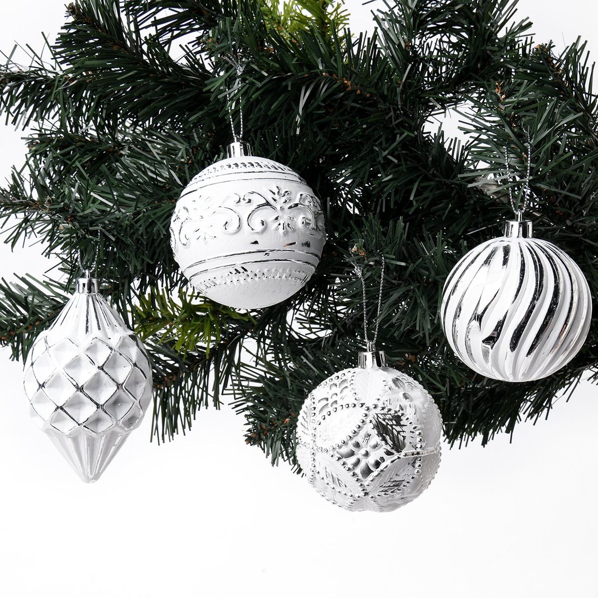 MICA - Bola de Navidad Blanca: Set x4 8 cm