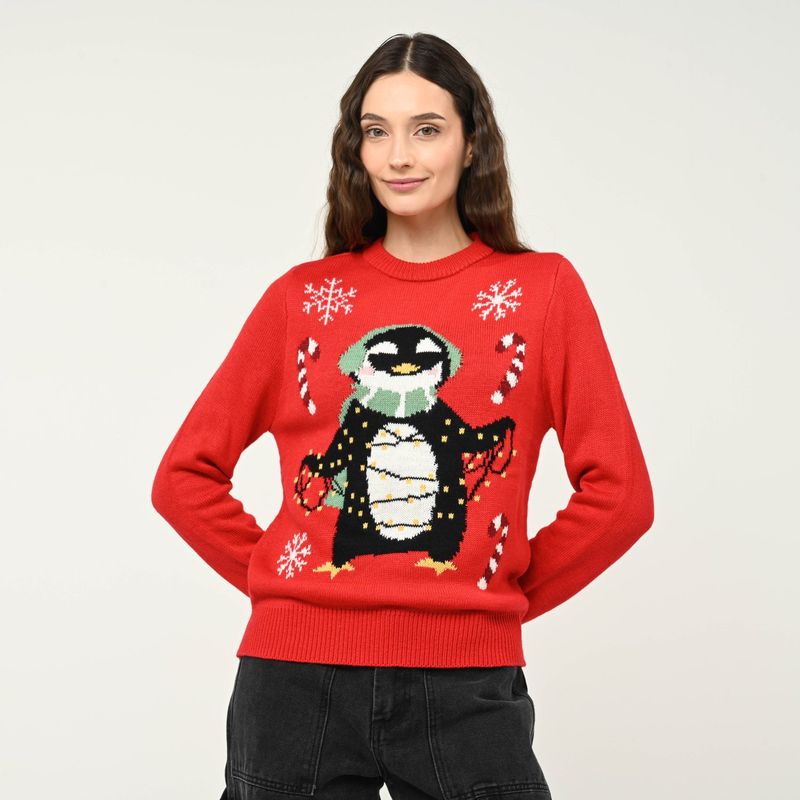 SYBILLA - Saco Navideño Mujer con Estampado Sybilla