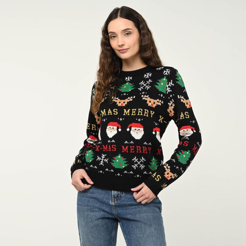 SYBILLA - Saco Navideño Mujer con Estampado Sybilla
