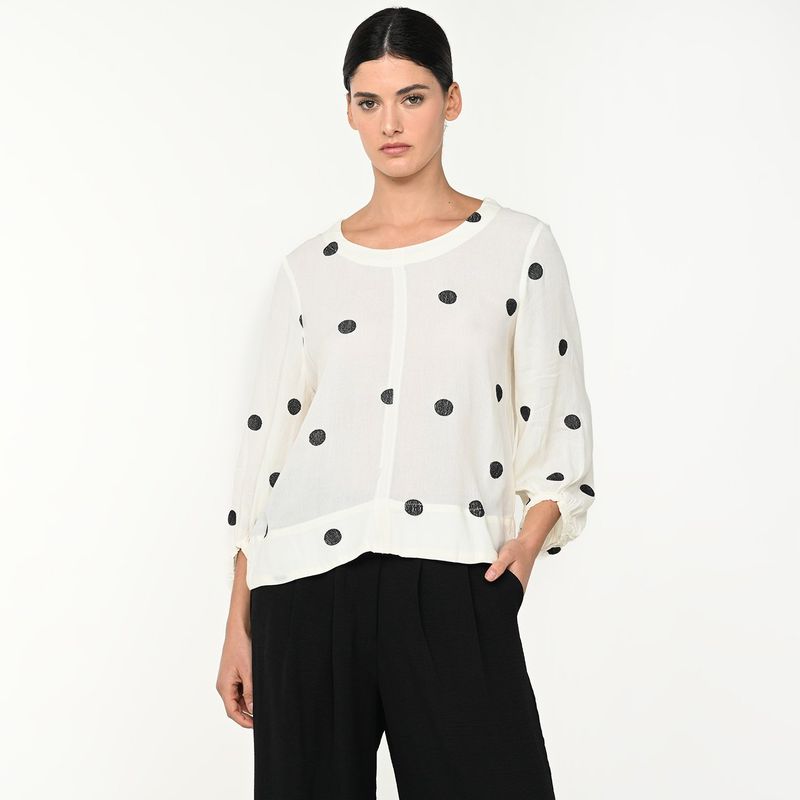BASEMENT - Blusa Mujer con Bordado Manga larga Basement
