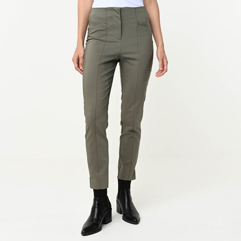 BASEMENT - Pantalón Recto Mujer Tiro alto de Algodón Basement